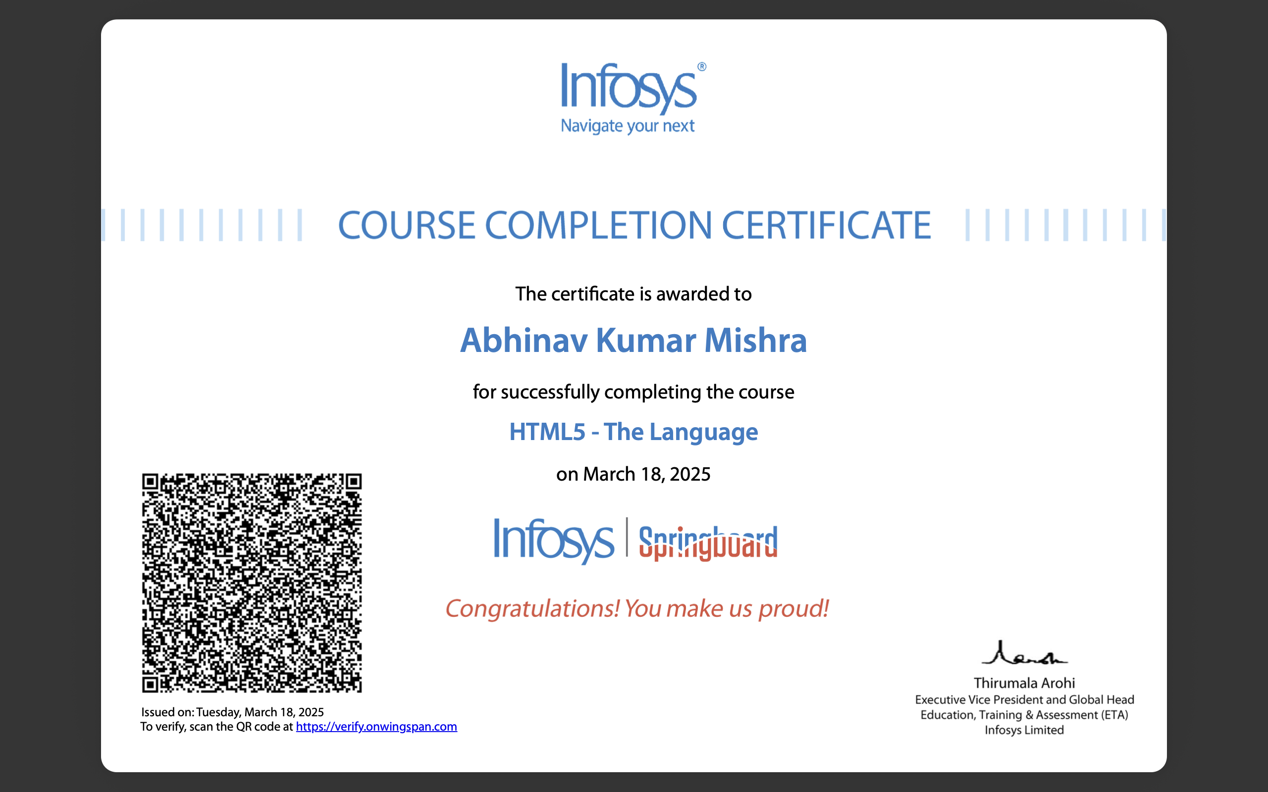 HTML5 certification